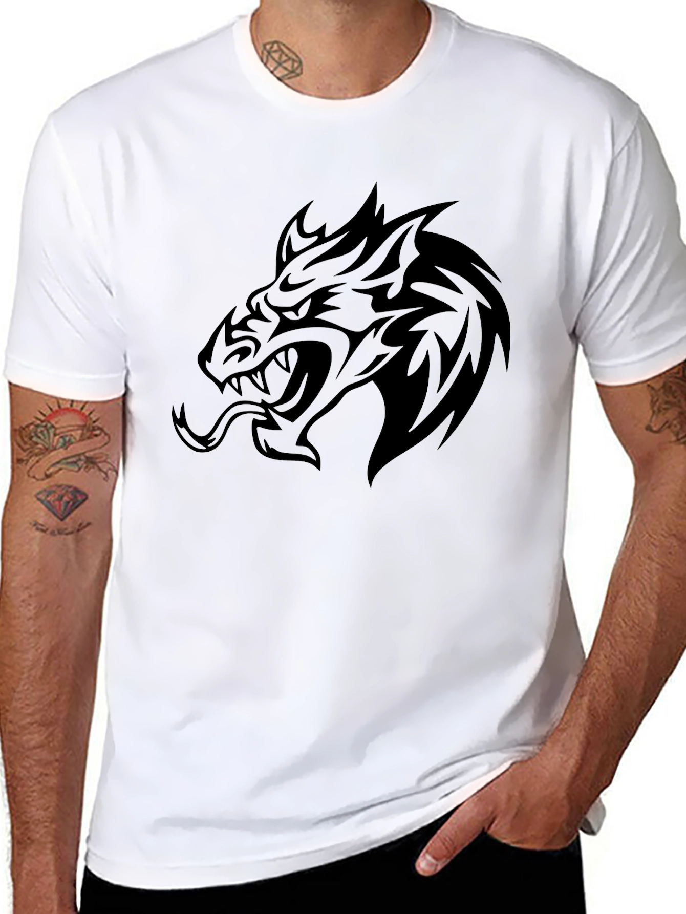 Mens Black Dragon Graphic T-Shirt