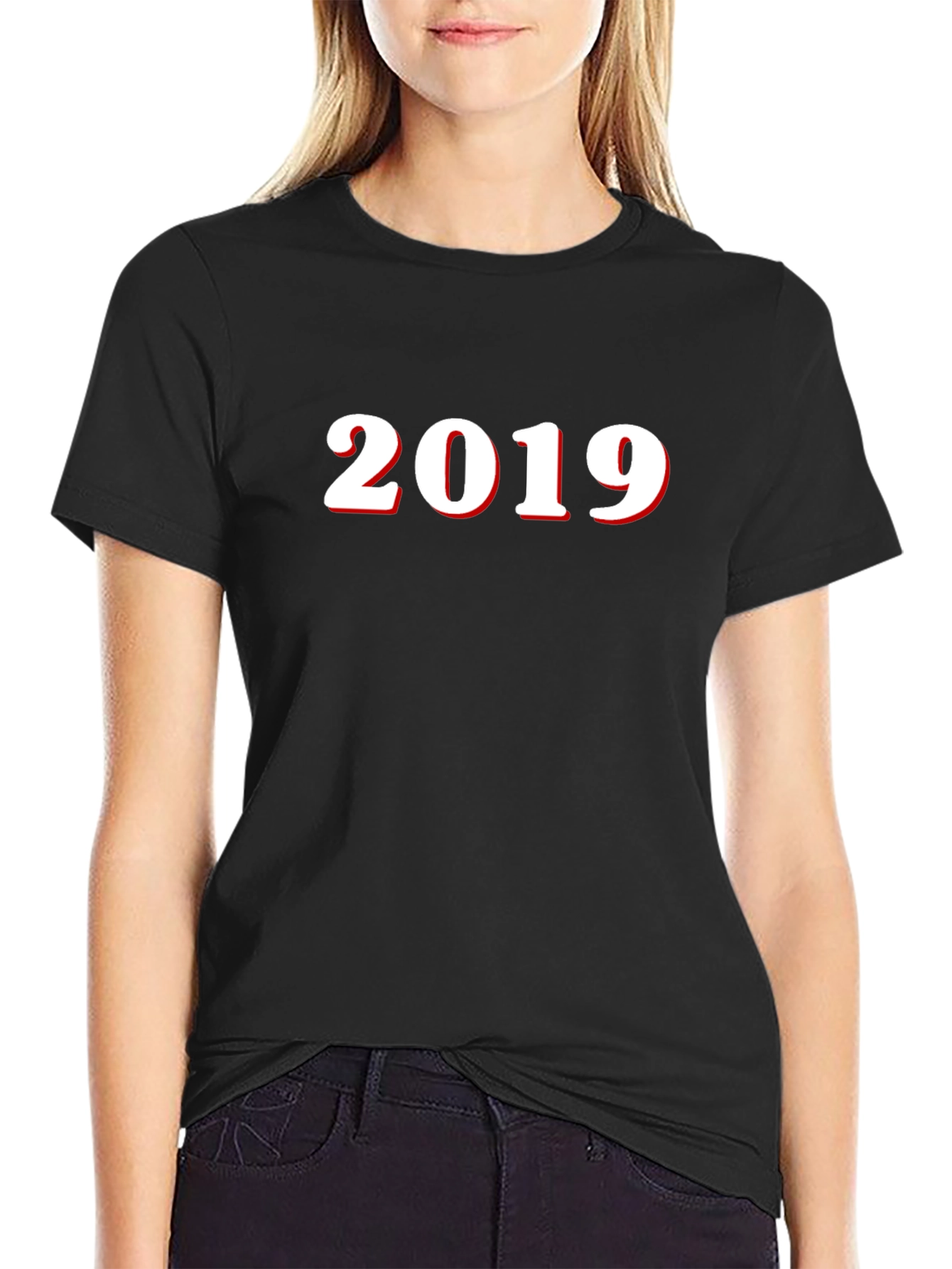 2019 Graphic Tee - Black Cotton Blend T-Shirt
