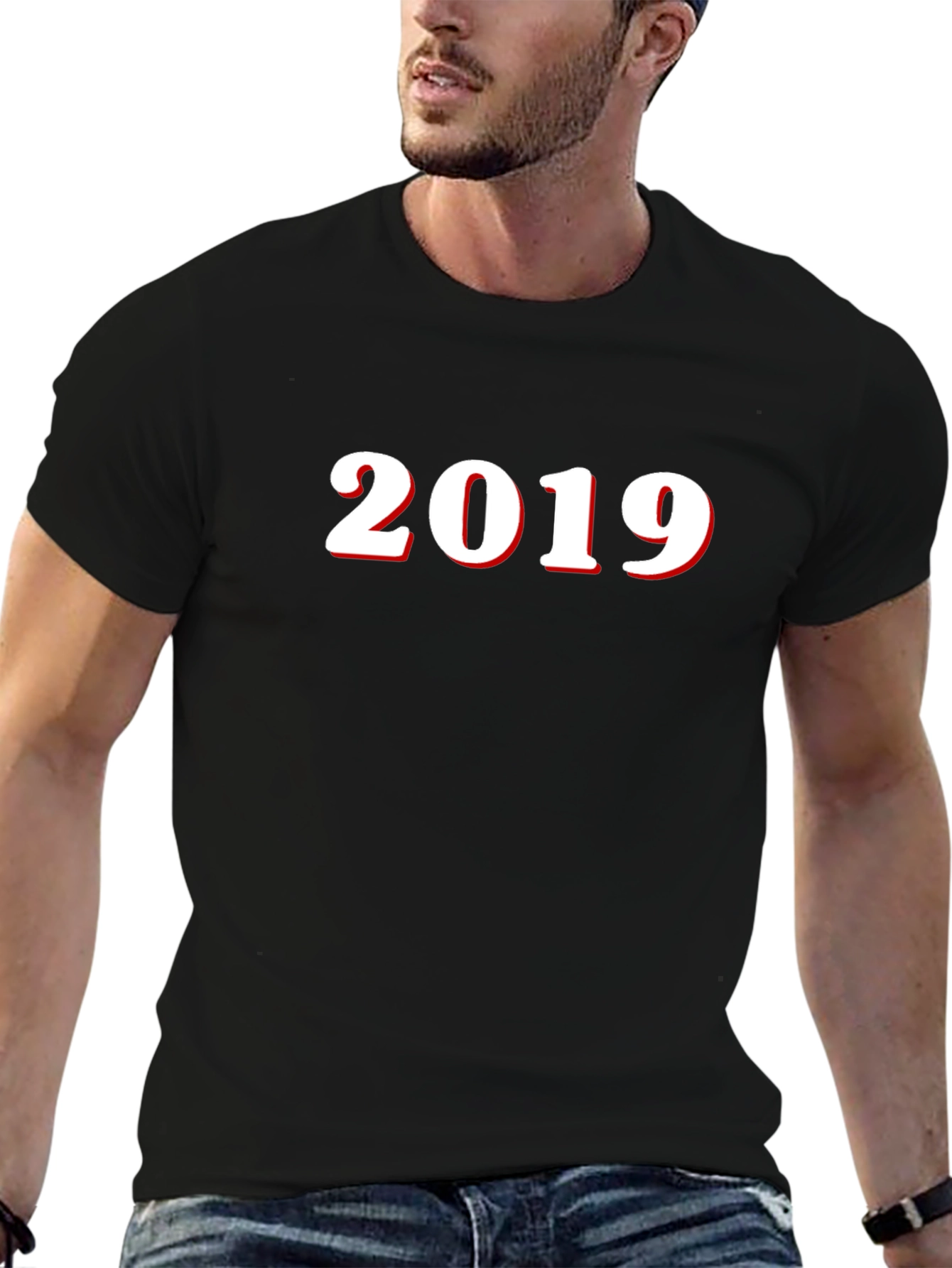 2019 Graphic Tee - Black Cotton Blend T-Shirt
