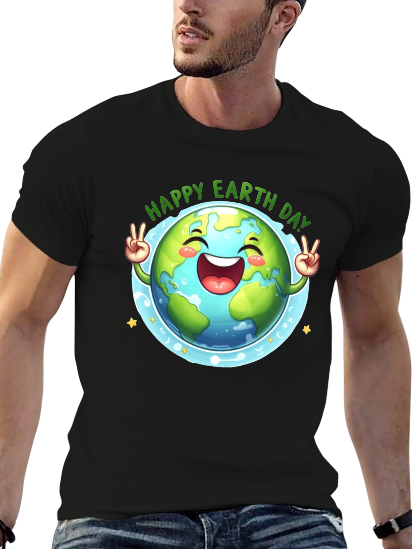 Happy Earth Day T-Shirt - Black Cotton Tee