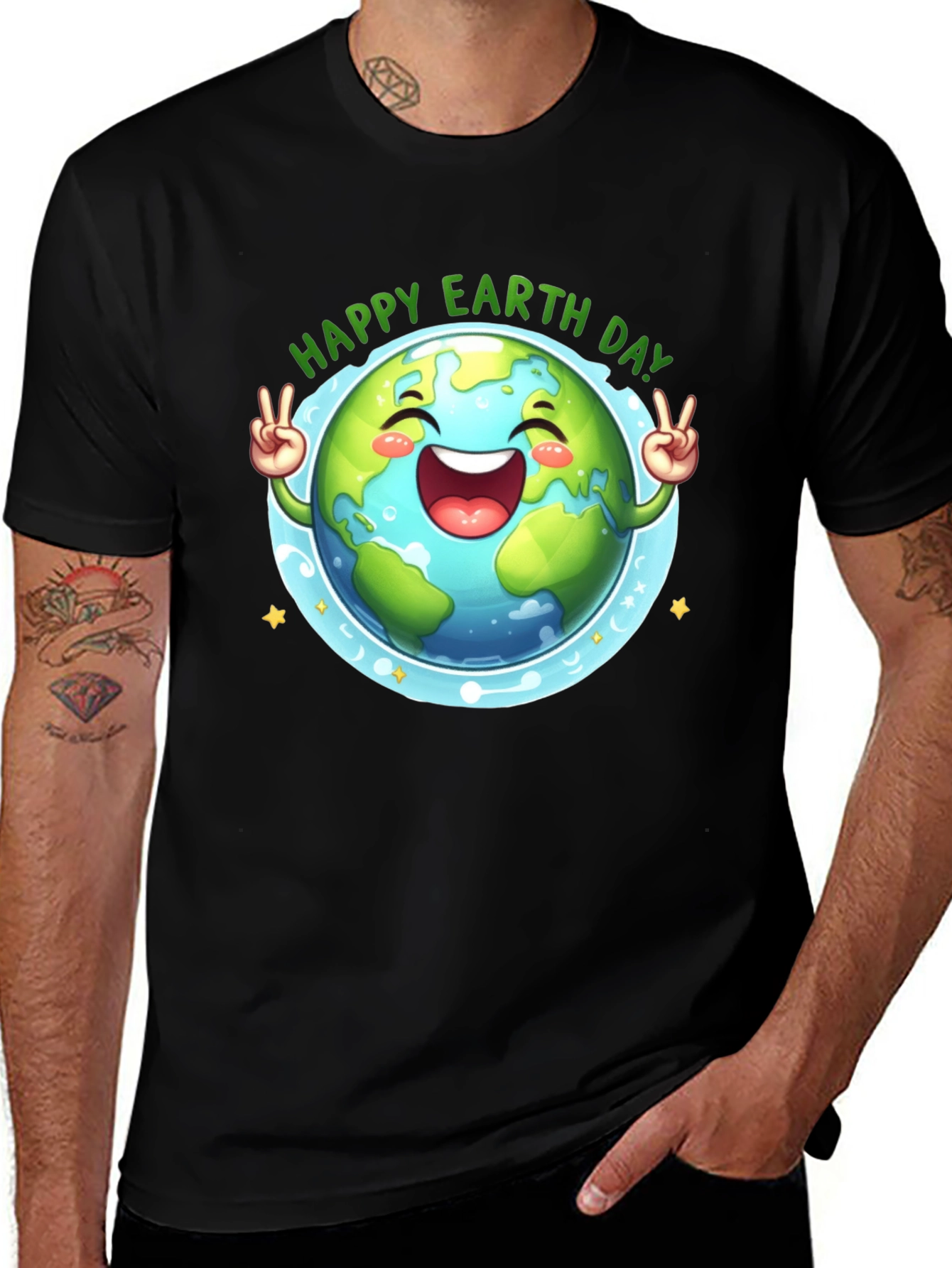 Happy Earth Day T-Shirt - Black Cotton Tee