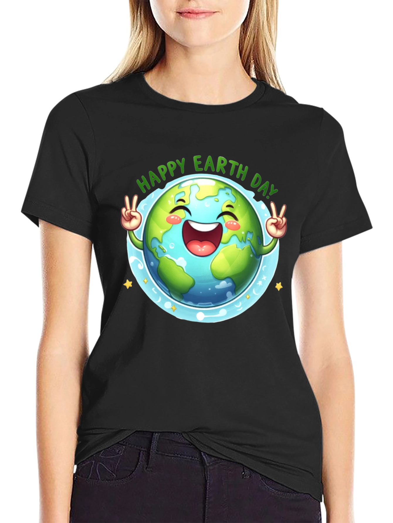 Happy Earth Day T-Shirt - Black Cotton Tee