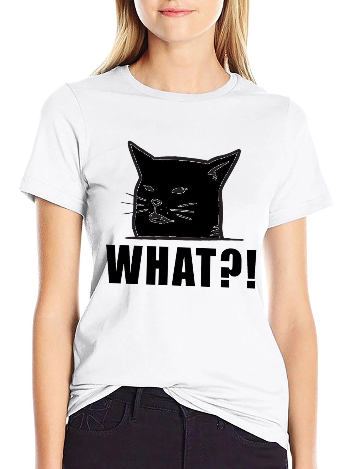 Woman Yelling at a Cat Meme Black T-Shirt