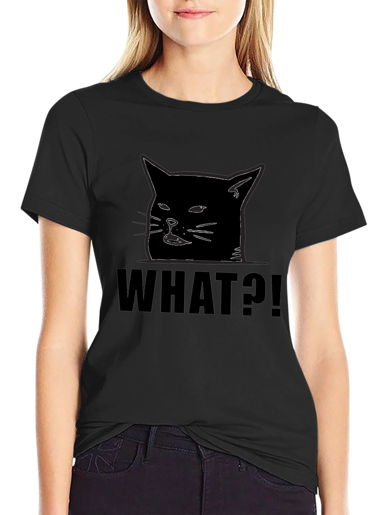 Woman Yelling at a Cat Meme Black T-Shirt