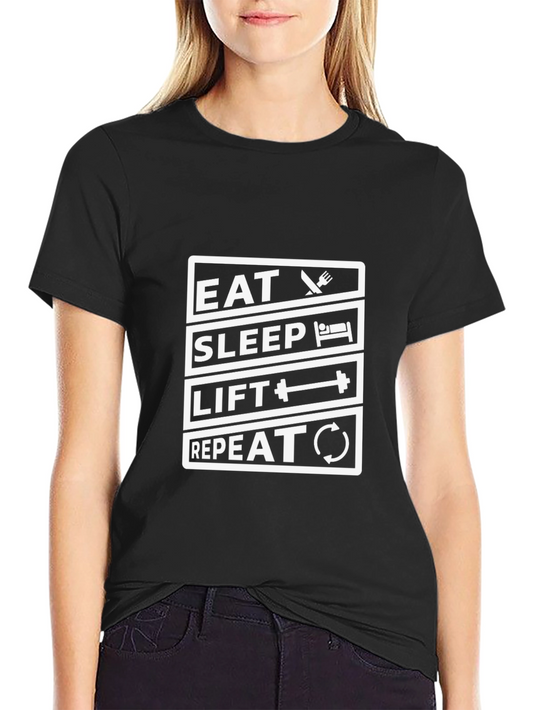 Eat Sleep Lift Repeat T-Shirt - Black Gym Tee