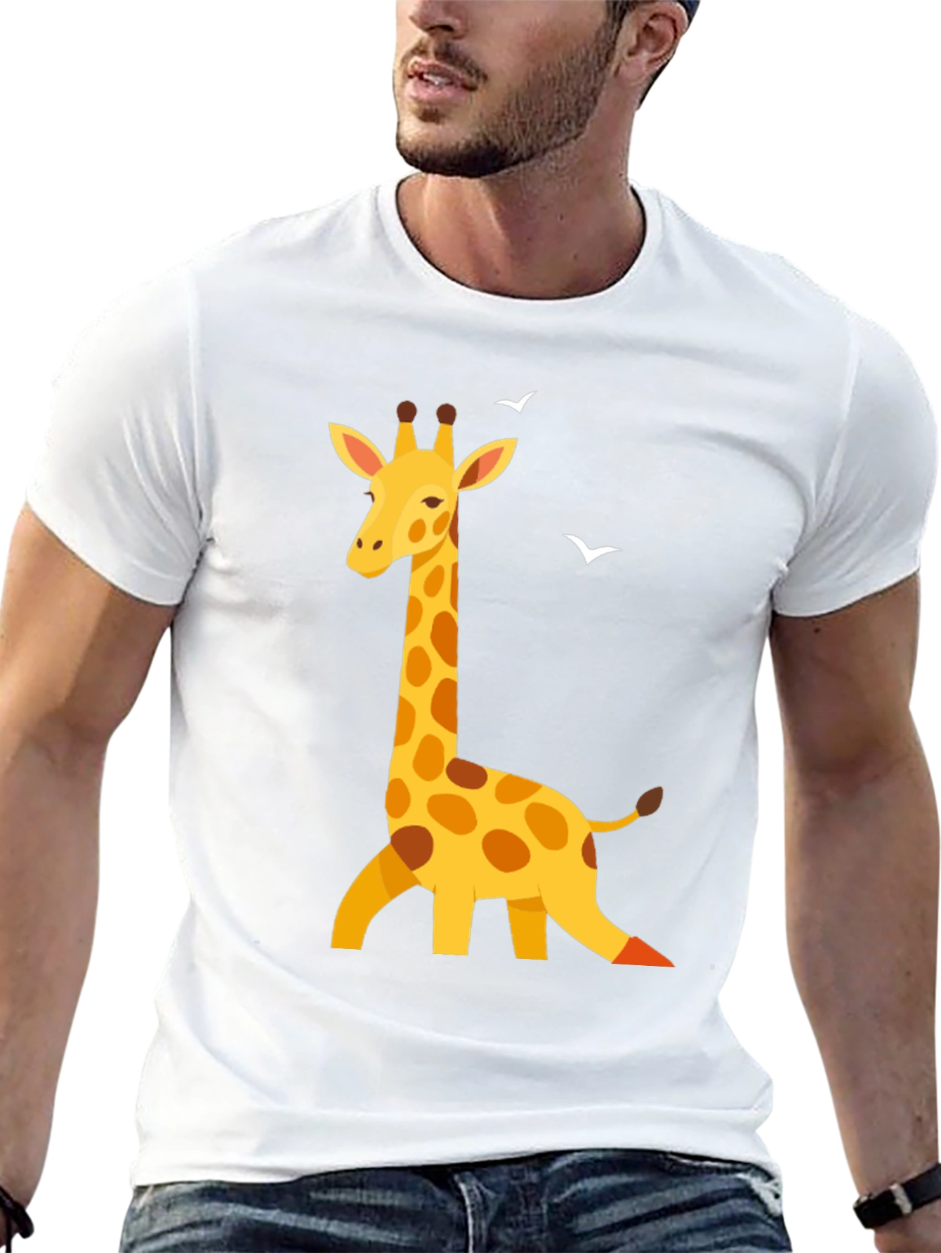 Giraffe Graphic Print Black T-Shirt