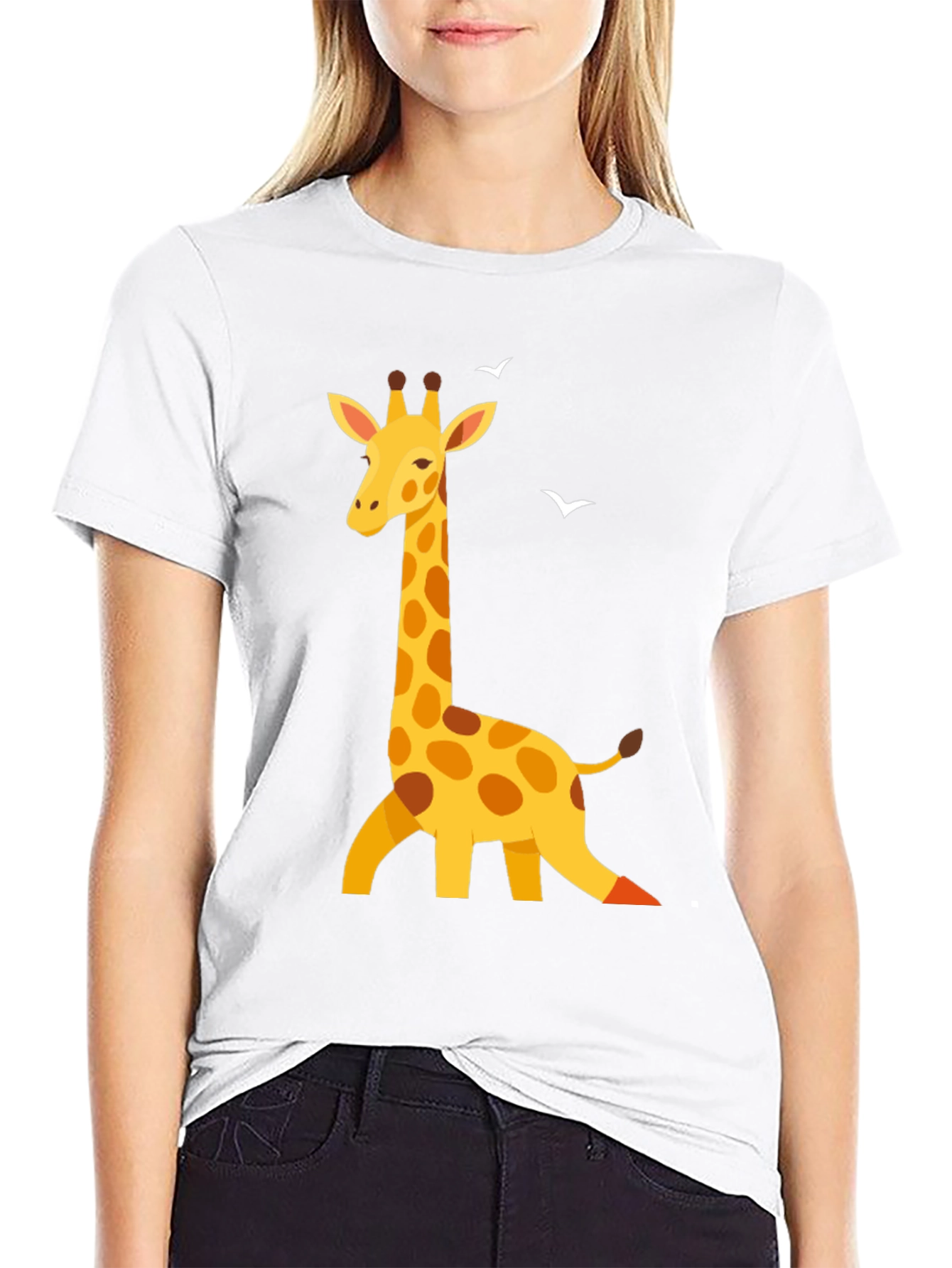 Giraffe Graphic Print Black T-Shirt