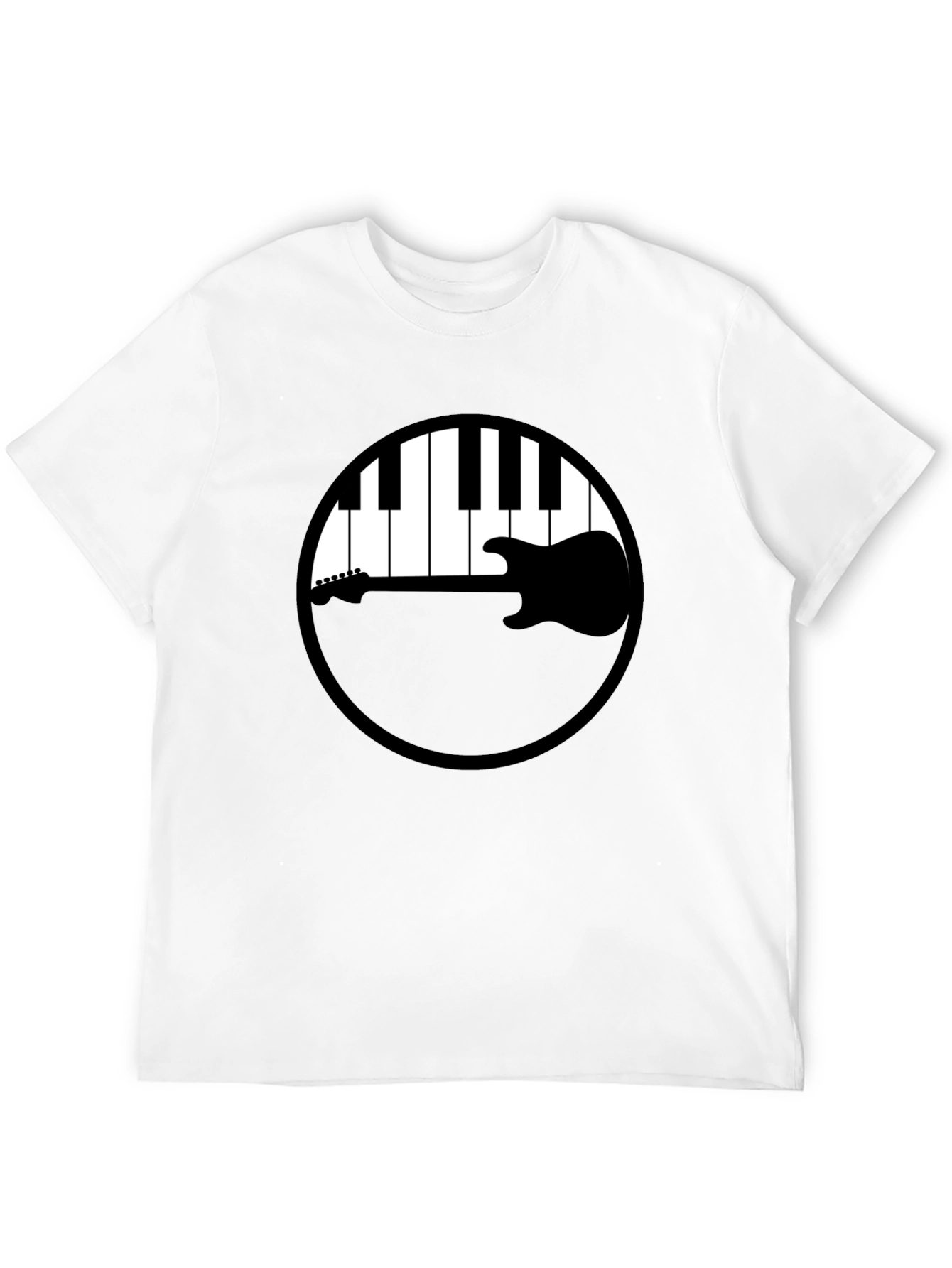 Music Lovers Tee: Piano Keys & Guitar