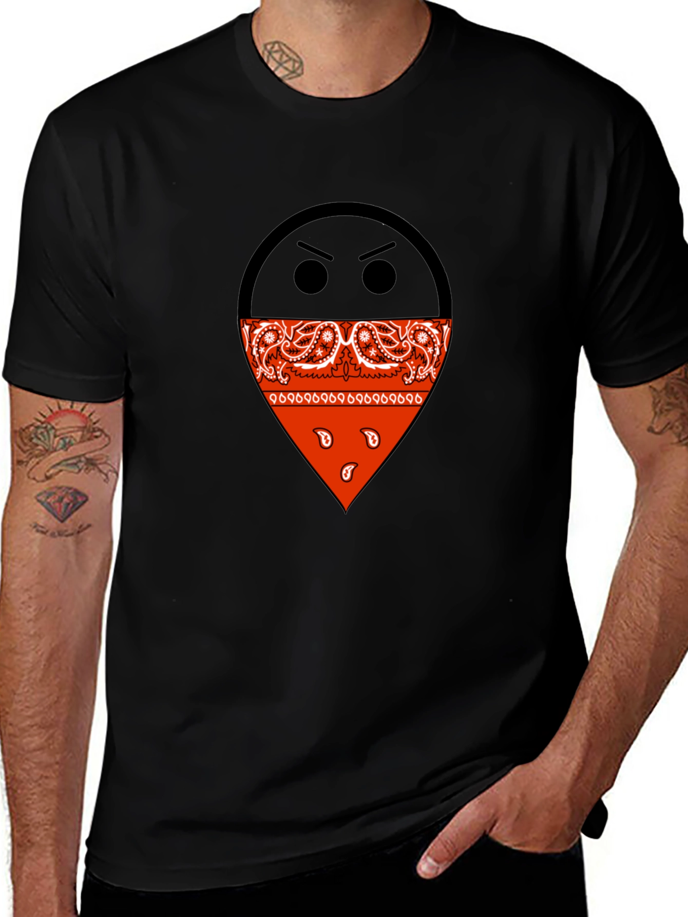 Bandana Emoji Black T-Shirt