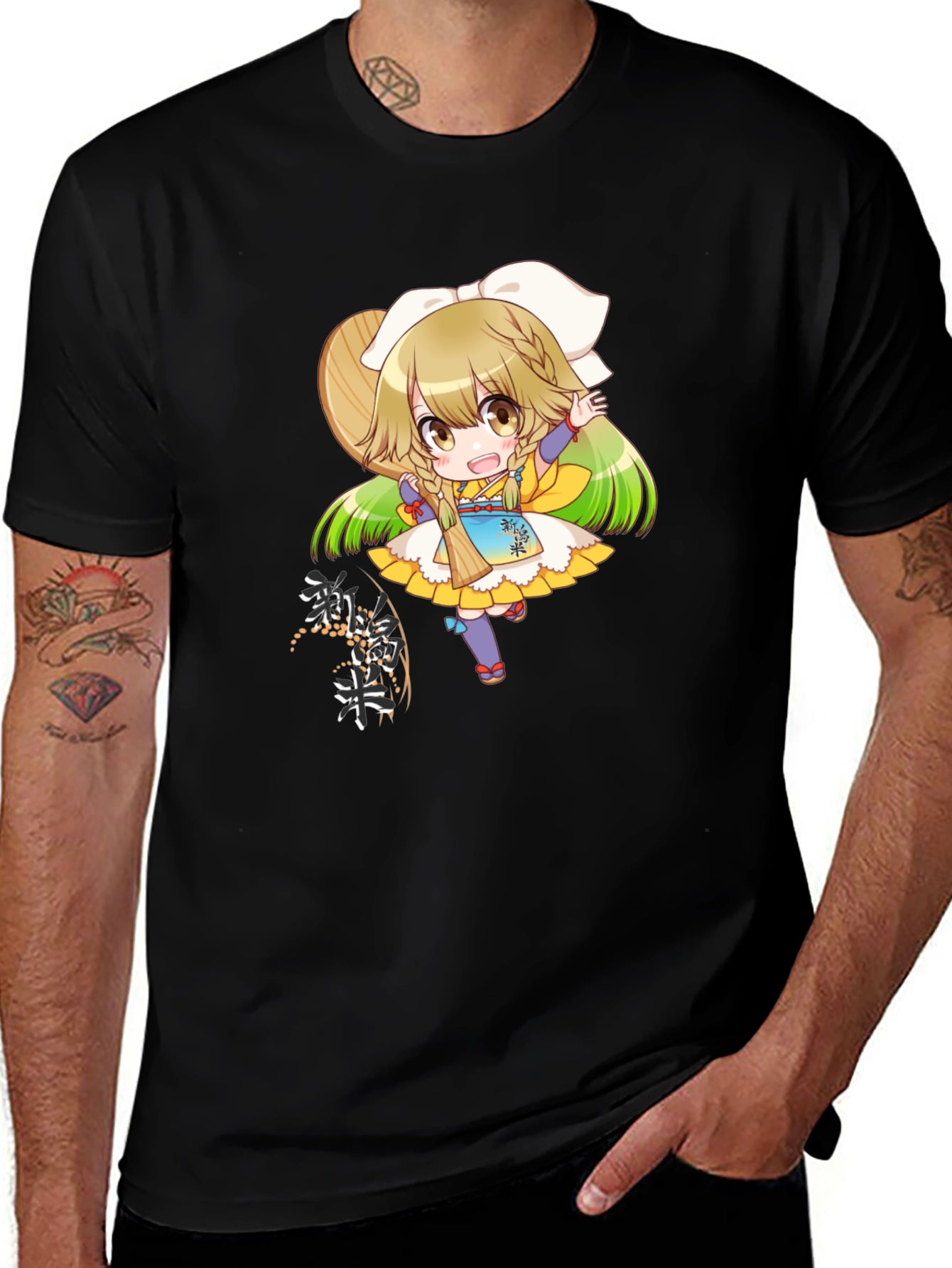 Anime Girl Graphic Tee - Black