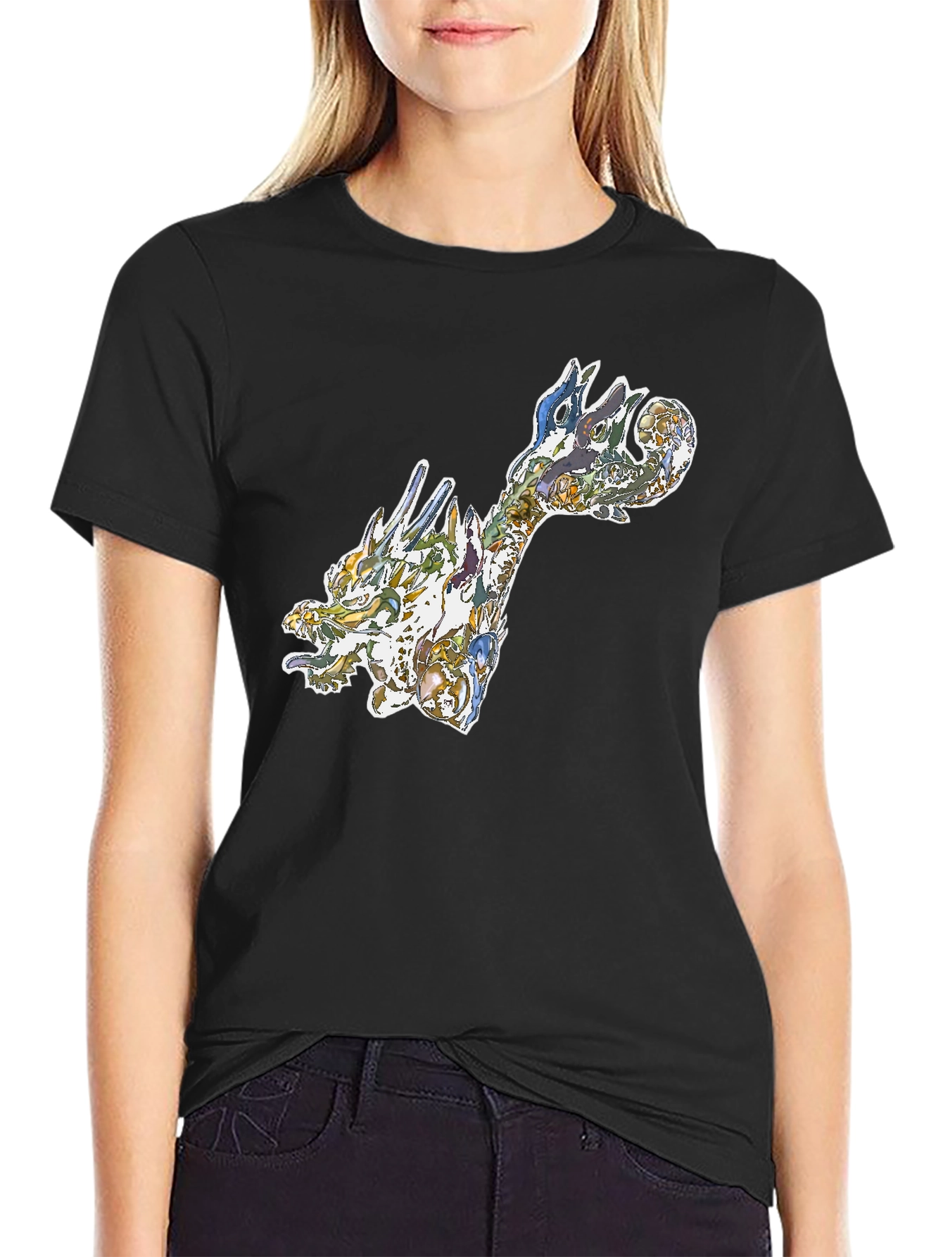 Dragon Art Graphic Tee - Black