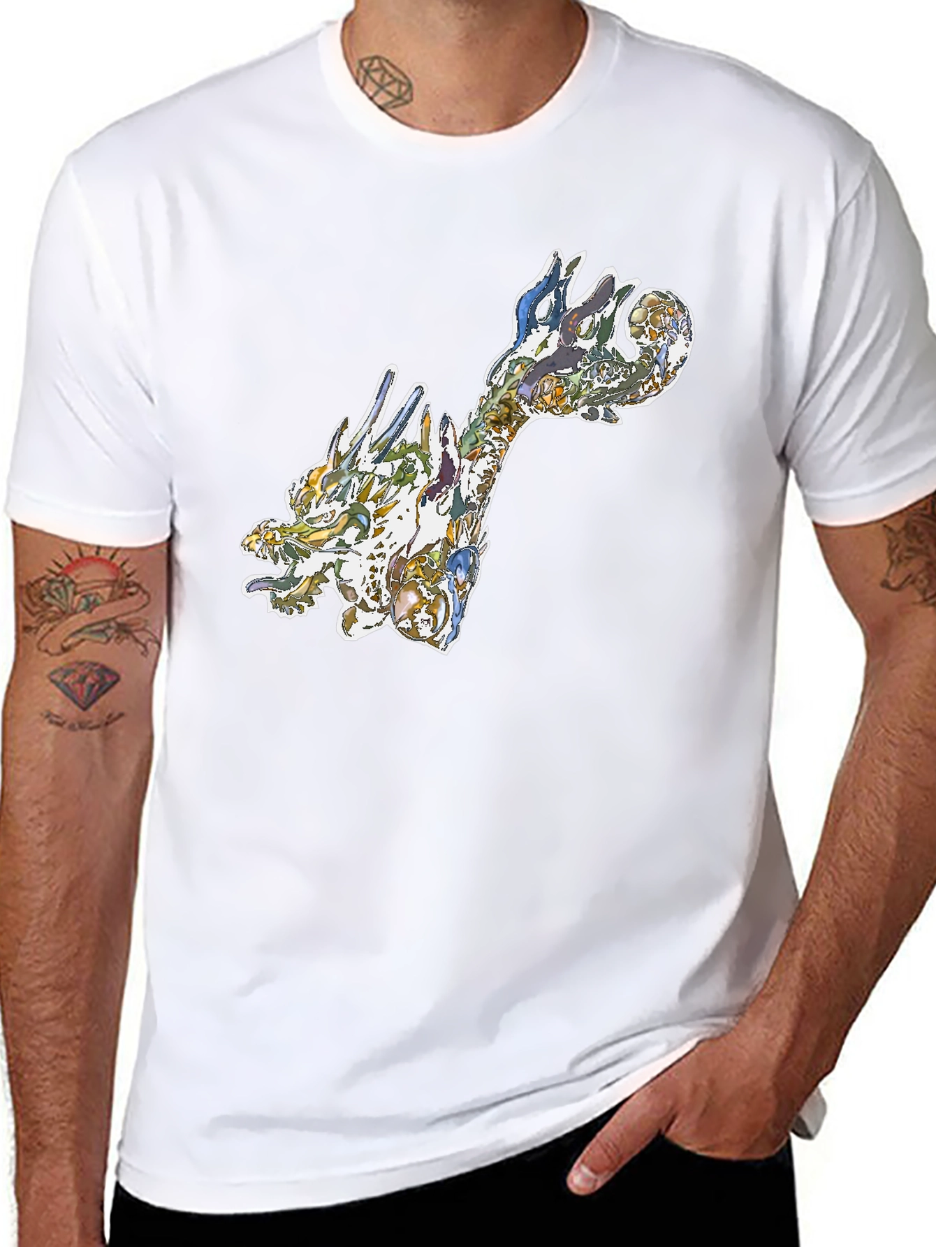 Dragon Art Graphic Tee - Black