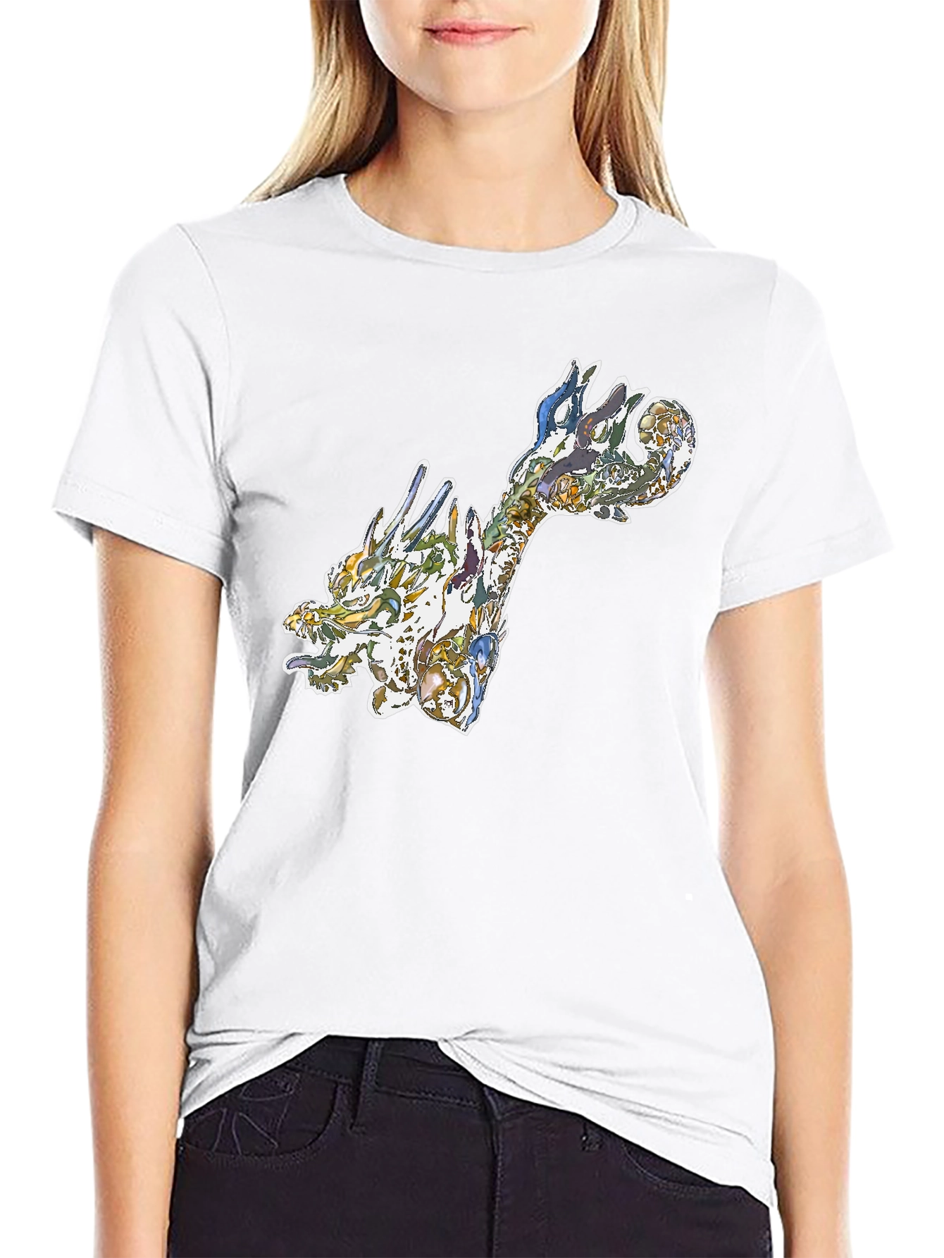 Dragon Art Graphic Tee - Black