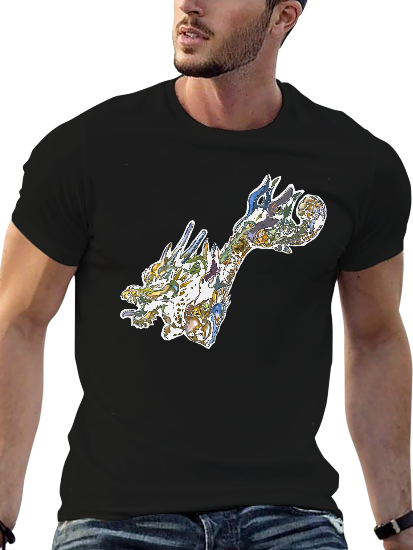 Dragon Art Graphic Tee - Black