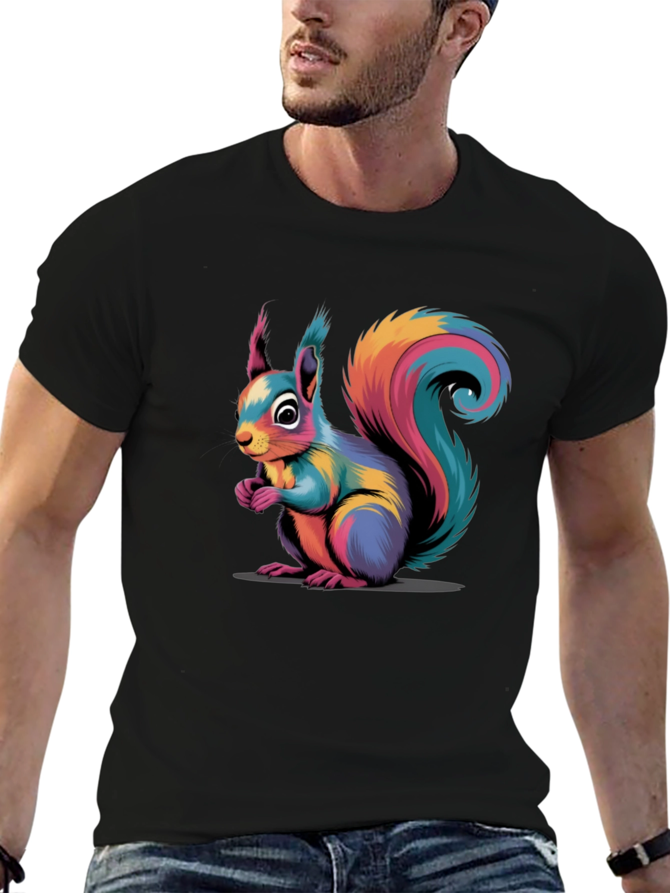 Vibrant Squirrel Graphic Tee - Stylish Animal Print Shirt