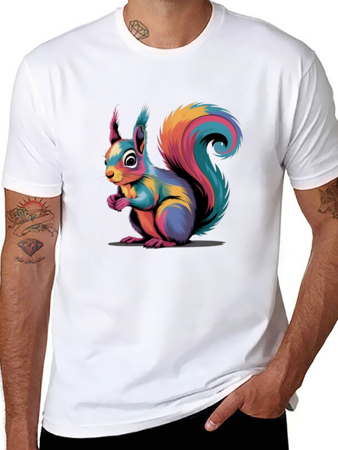 Vibrant Squirrel Graphic Tee - Stylish Animal Print Shirt
