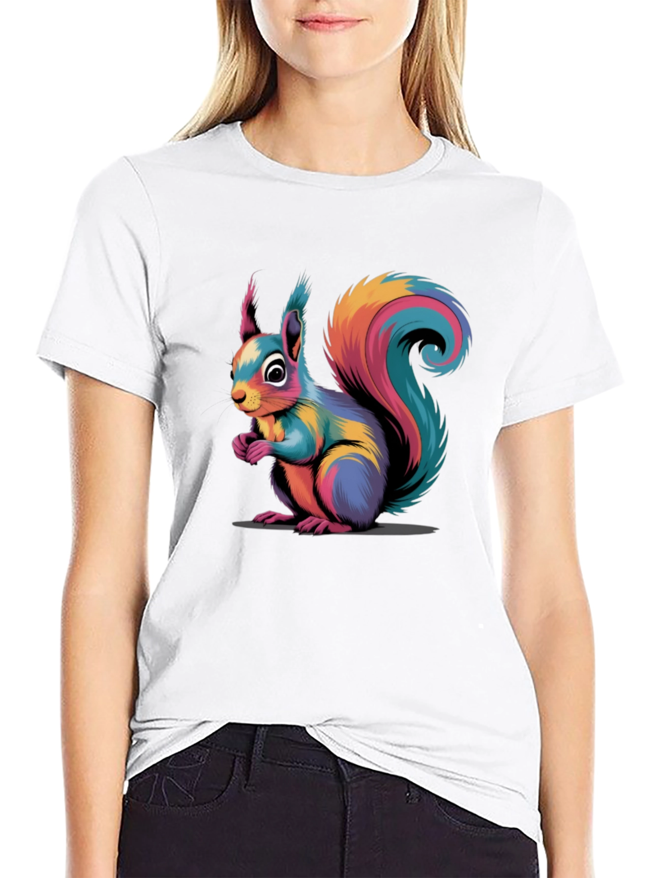 Vibrant Squirrel Graphic Tee - Stylish Animal Print Shirt