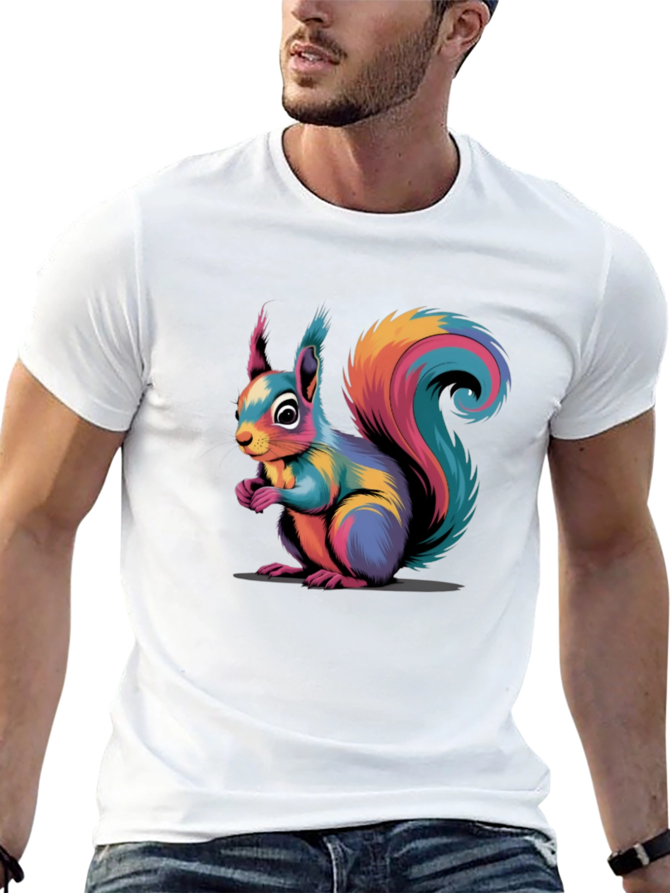 Vibrant Squirrel Graphic Tee - Stylish Animal Print Shirt