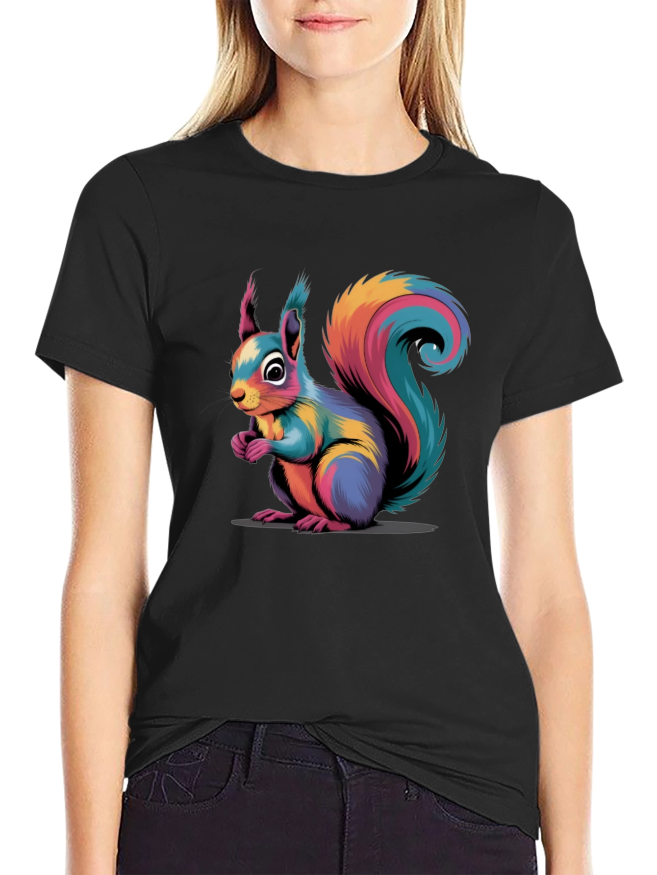 Vibrant Squirrel Graphic Tee - Stylish Animal Print Shirt