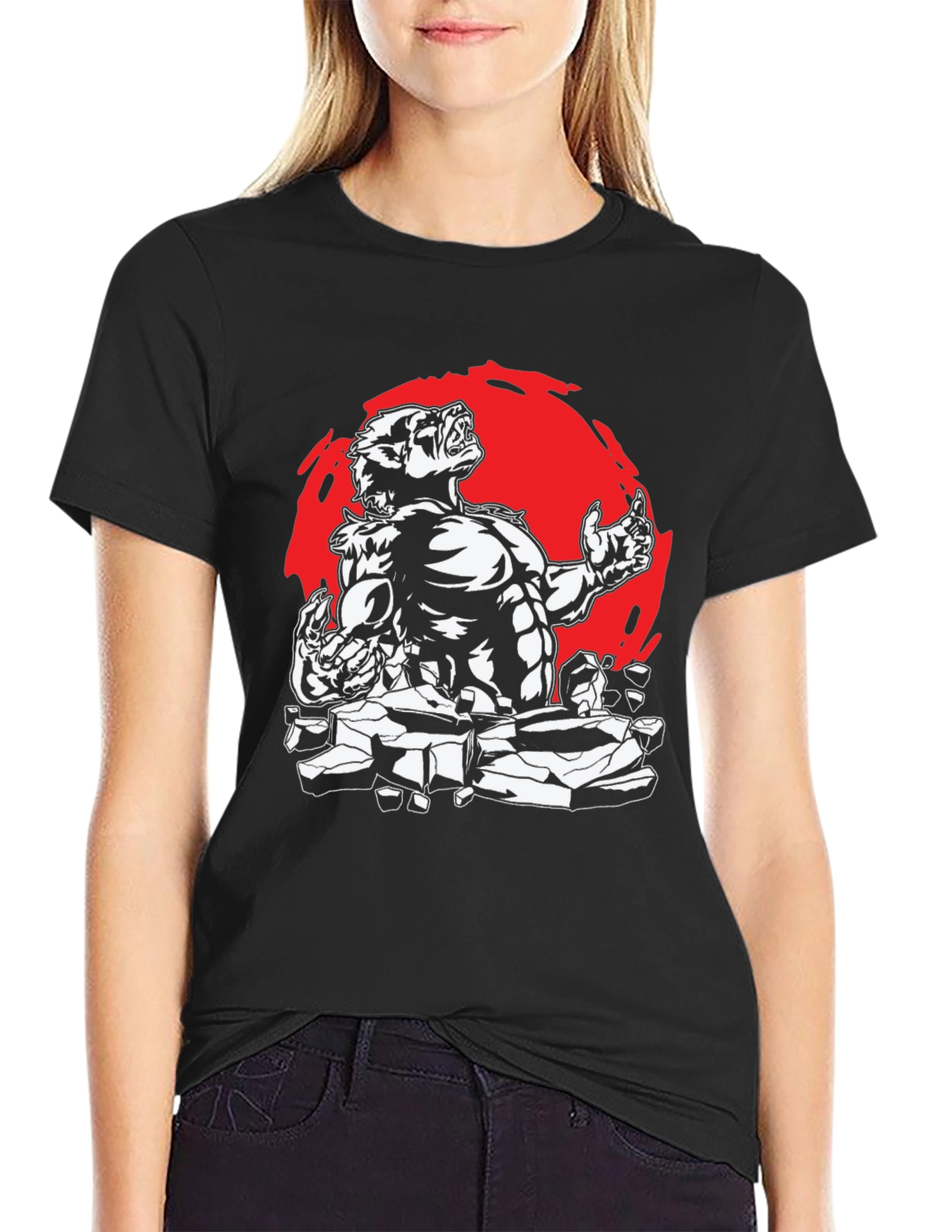Werewolf Graphic Tee - Black Cotton Shirt