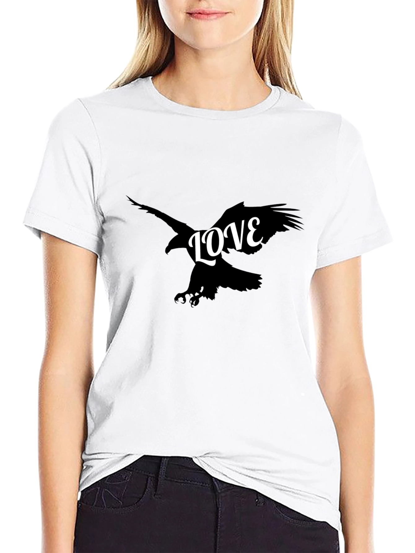 Mens Black Graphic T-Shirt - Eagle LOVE Design