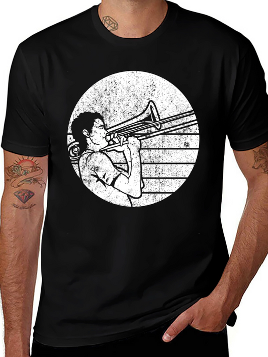Trombone Player Graphic Tee - Vintage Style