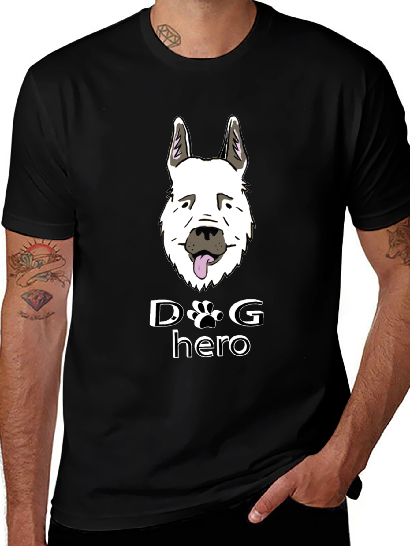 Dog Hero Graphic T-Shirt - Black Cotton Tee