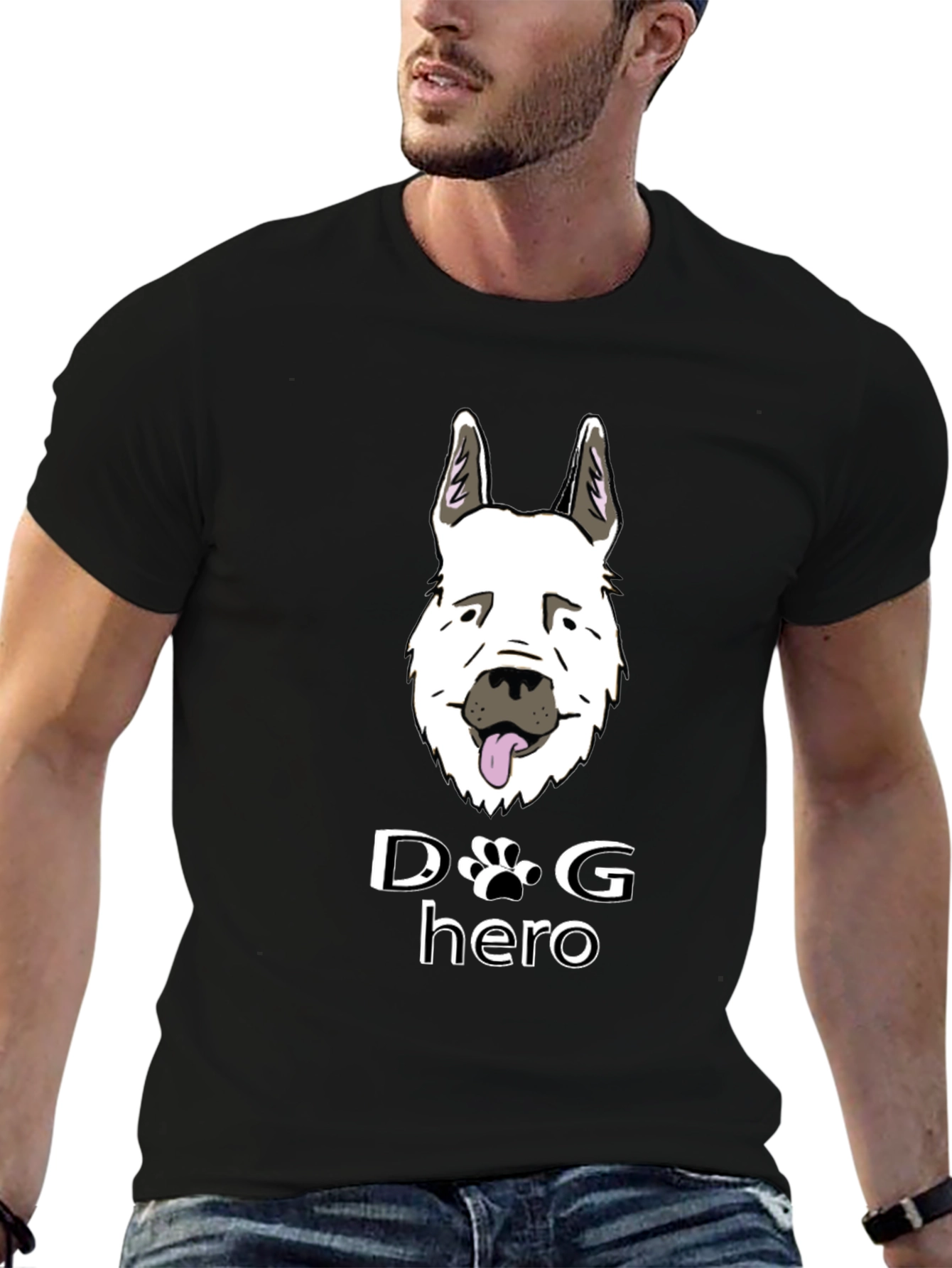 Dog Hero Graphic T-Shirt - Black Cotton Tee