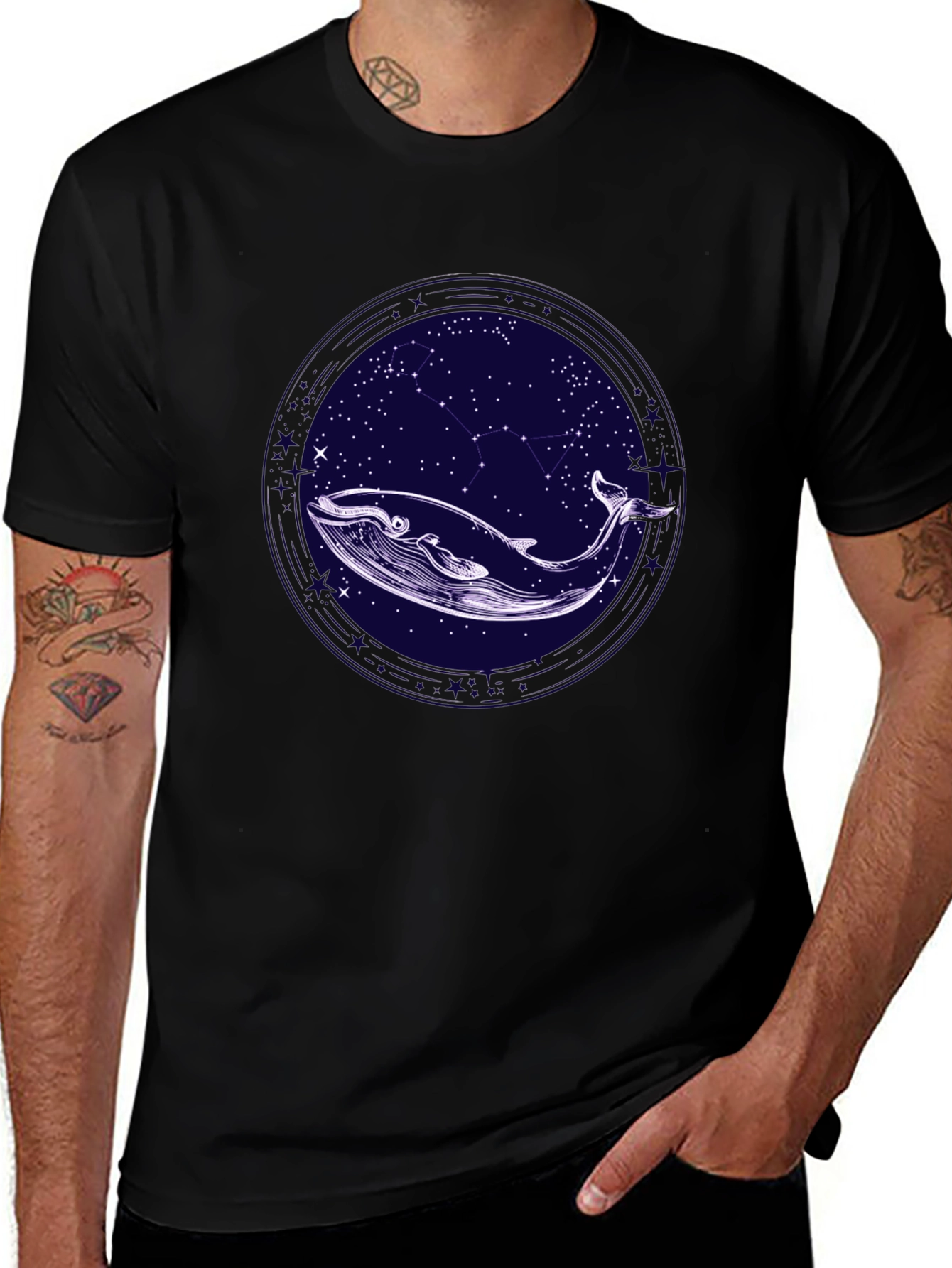 Whale & Stars Graphic Tee - Stylish Comfort