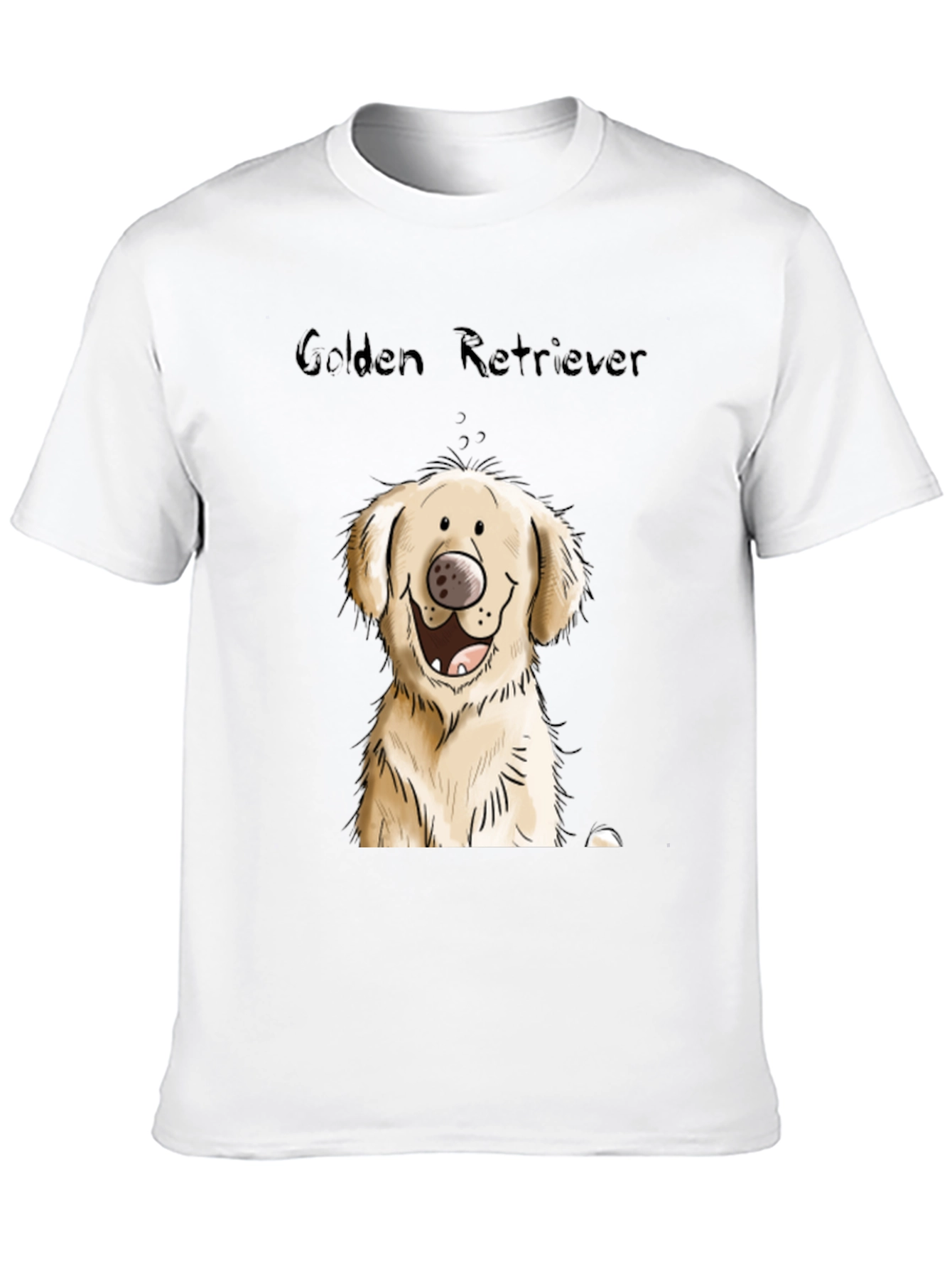 Golden Retriever Cartoon Black T-Shirt