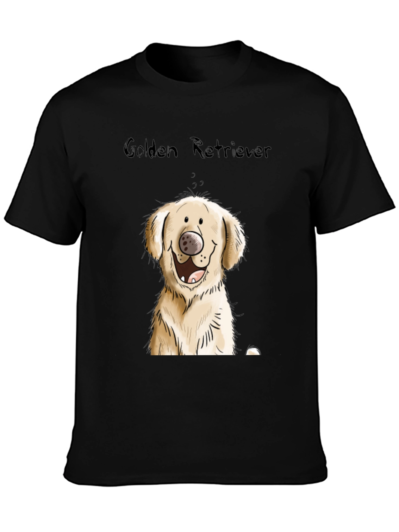Golden Retriever Cartoon Black T-Shirt