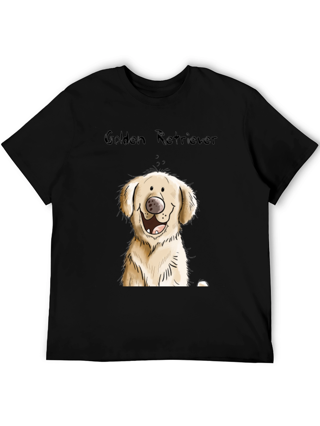 Golden Retriever Cartoon Black T-Shirt