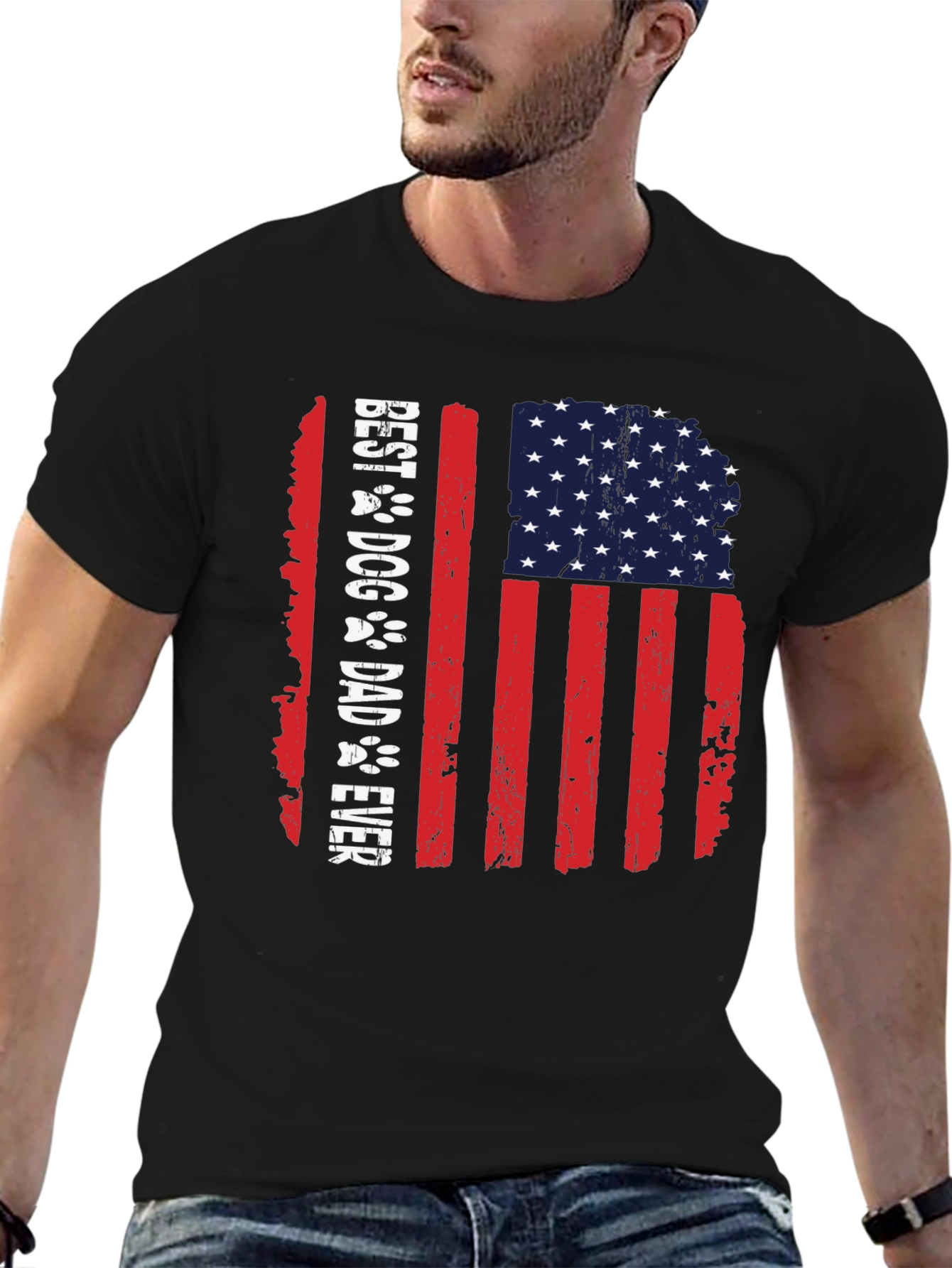 Best Dog Dad Ever American Flag T-Shirt