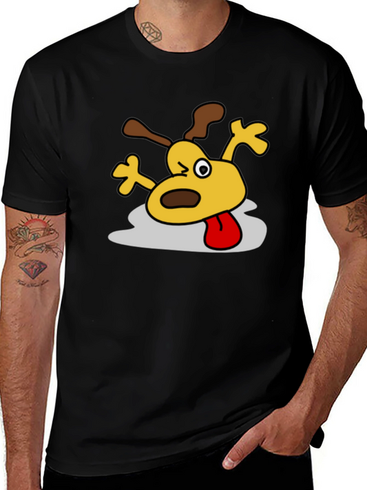 Cartoon Dog Graphic Black T-Shirt