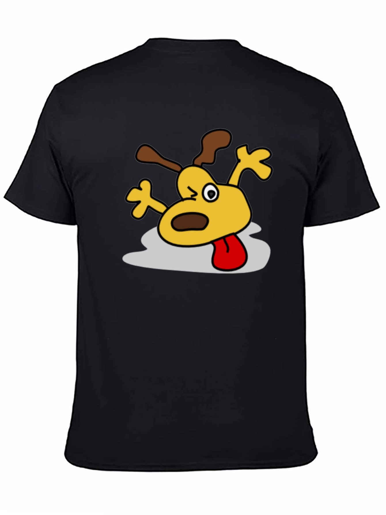 Cartoon Dog Graphic Black T-Shirt