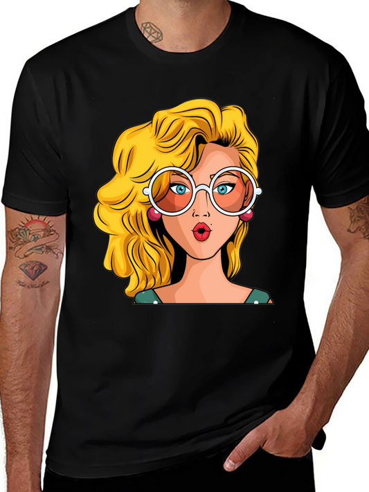 Retro Pop Art Woman Graphic Tee - Trendy Novelty T-Shirt
