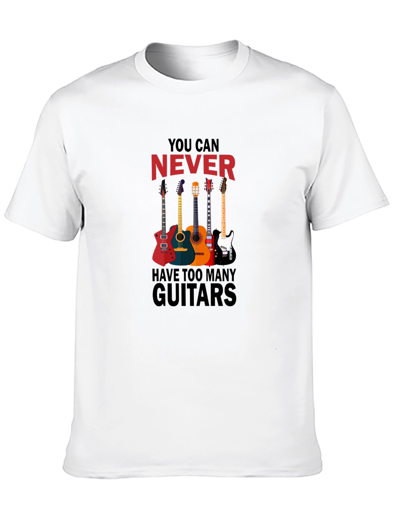 Never Too Many Guitars Black T-Shirt