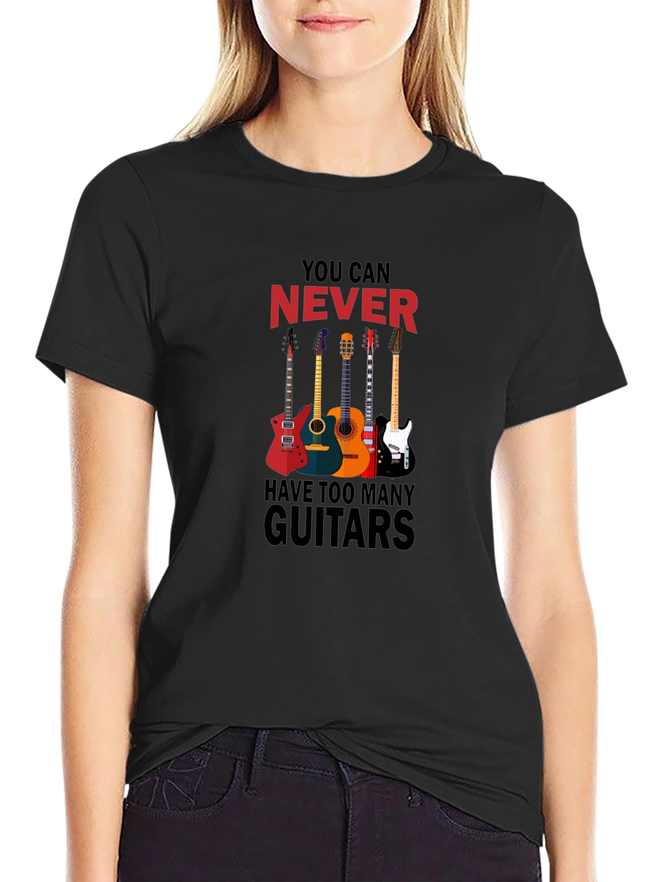 Never Too Many Guitars Black T-Shirt
