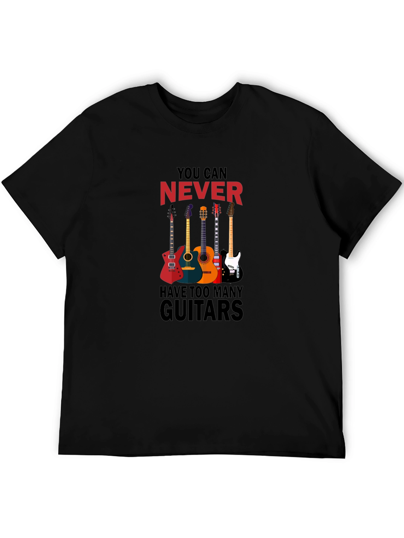 Never Too Many Guitars Black T-Shirt
