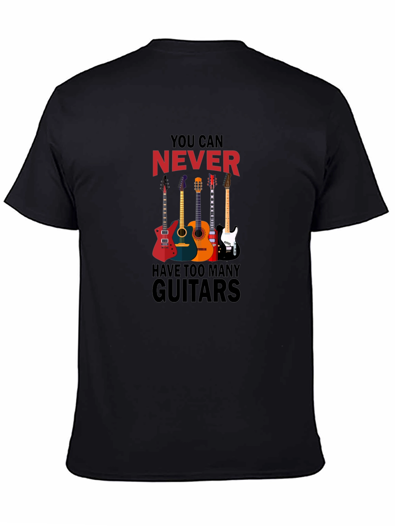 Never Too Many Guitars Black T-Shirt