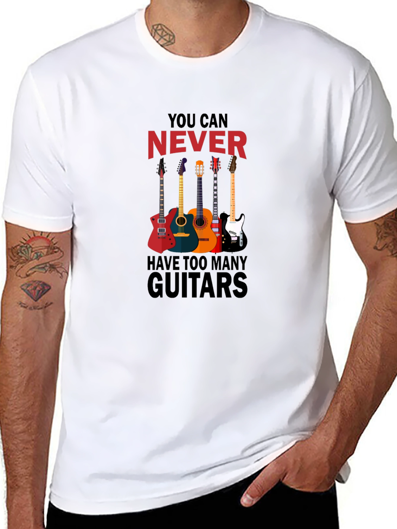 Never Too Many Guitars Black T-Shirt