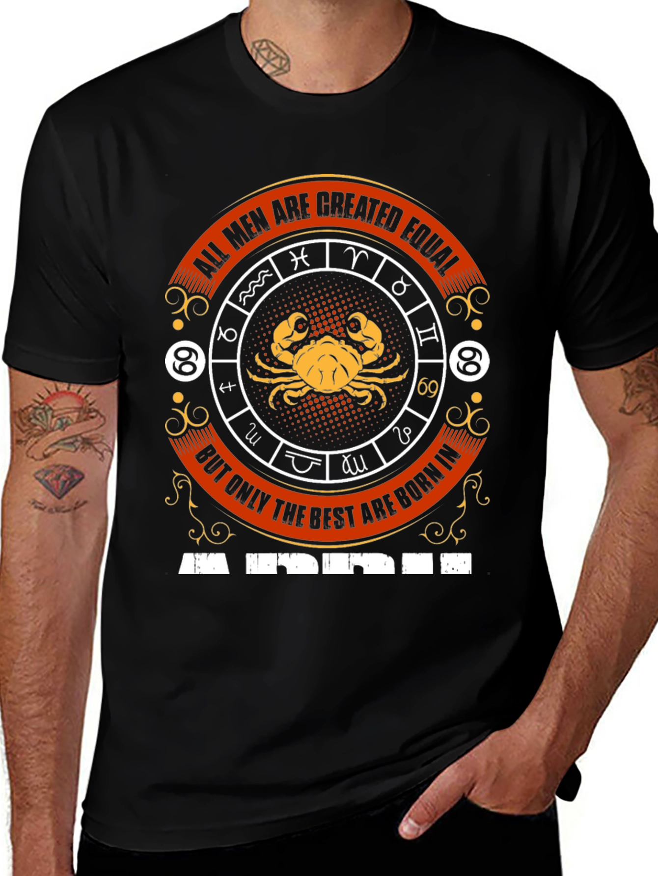 Cancer Zodiac T-Shirt - All Men Created Equal Design