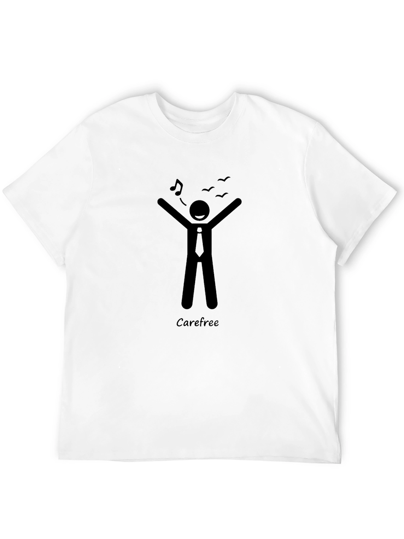 Carefree Stick Figure Graphic Tee - Black