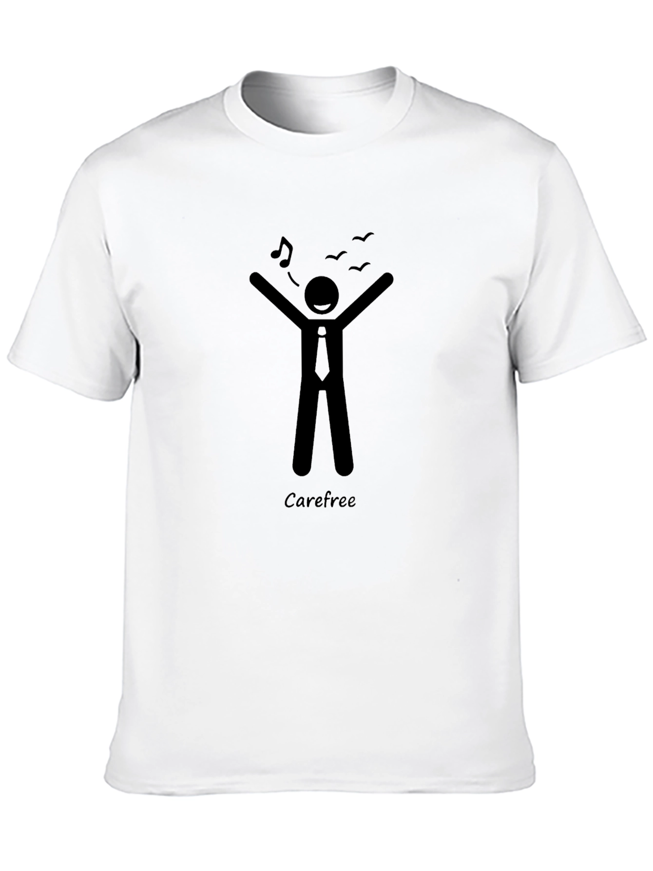Carefree Stick Figure Graphic Tee - Black