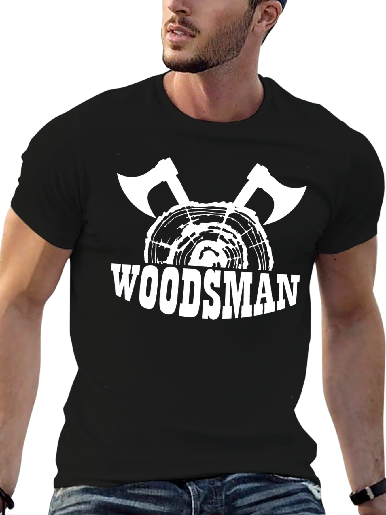 Woodsman Graphic T-Shirt - Axe & Tree Ring Design