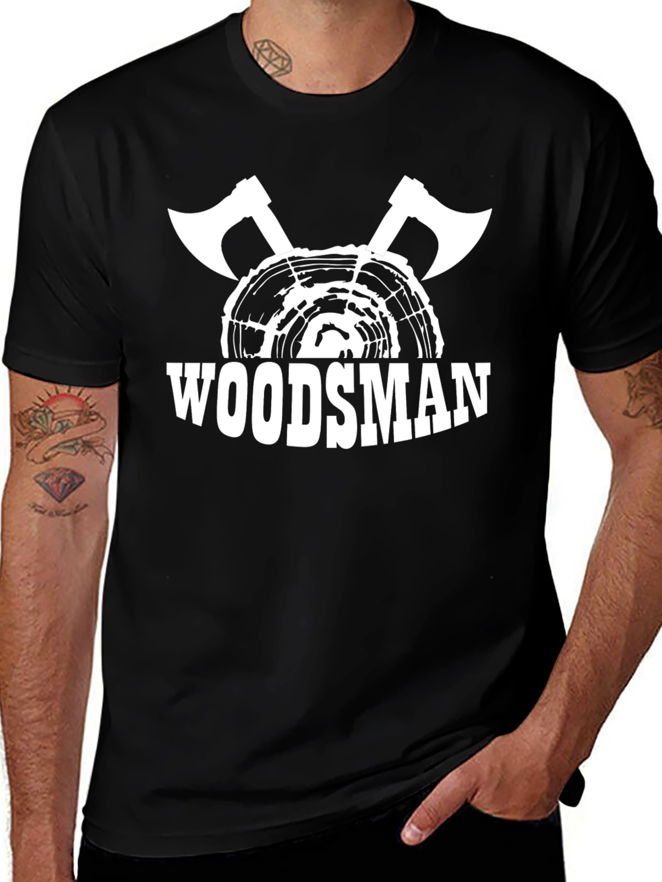 Woodsman Graphic T-Shirt - Axe & Tree Ring Design