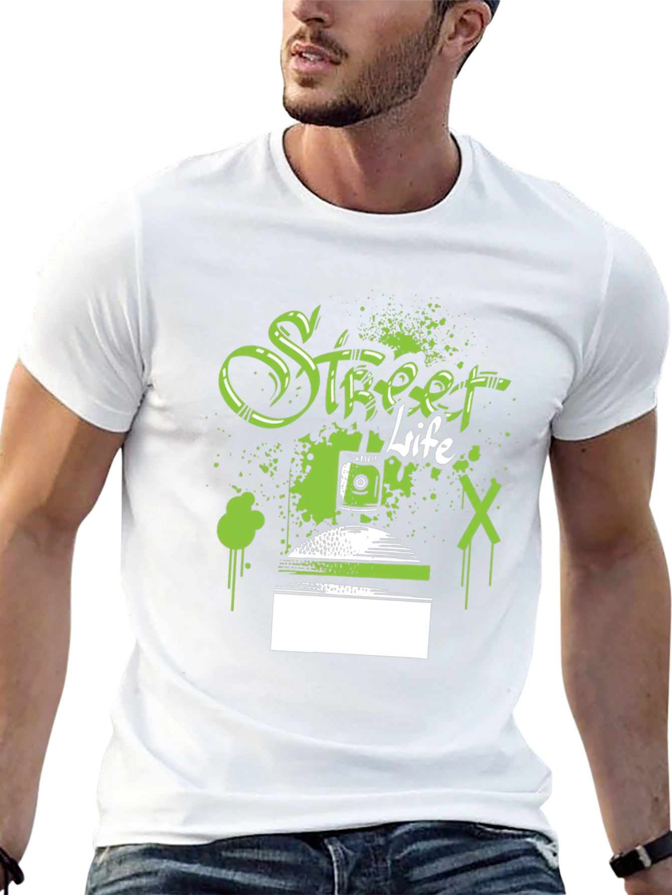 Street Life Spray Paint Graphic T-Shirt