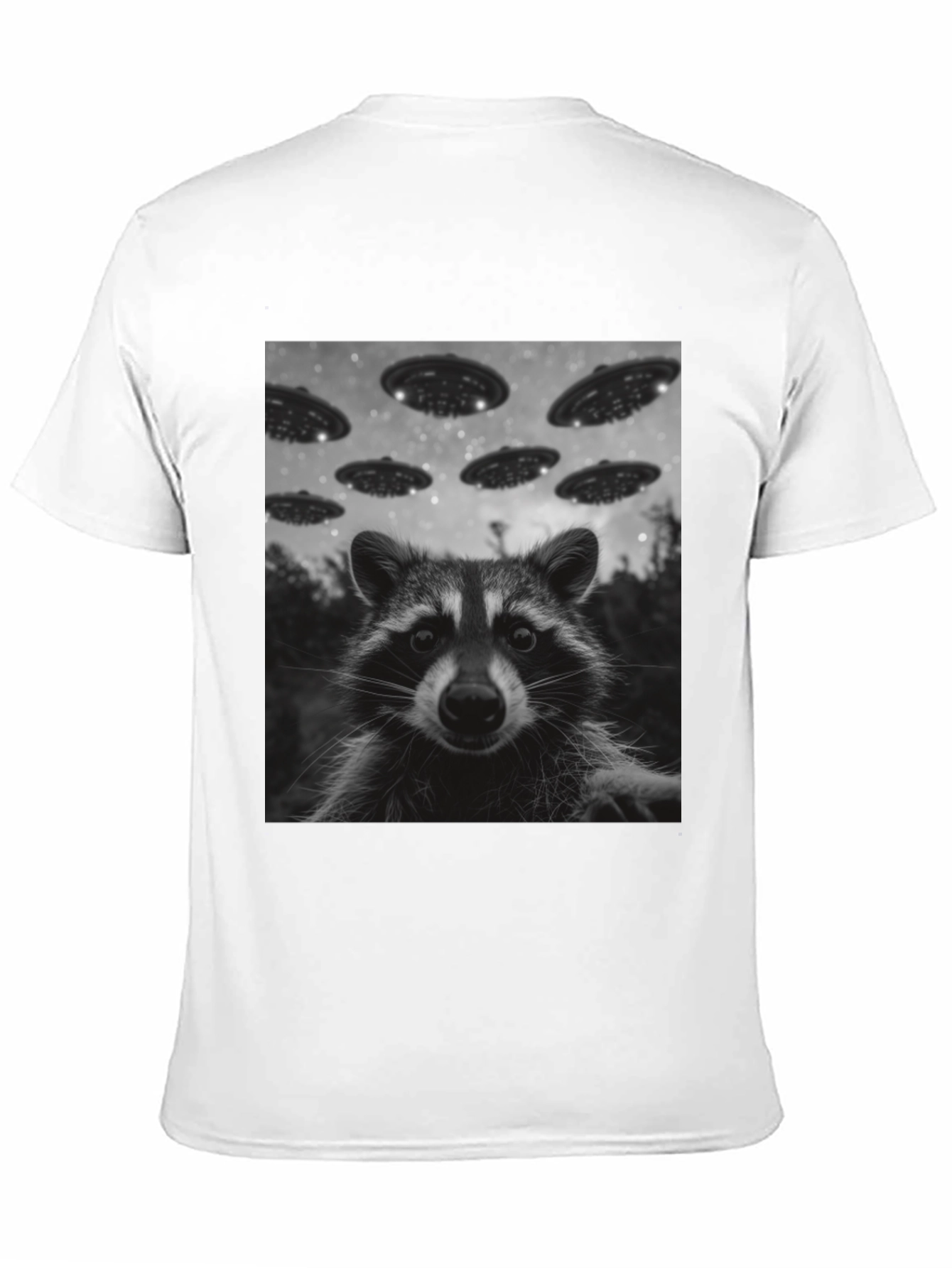 Raccoon UFO Graphic Tee - Black Cotton Comfort