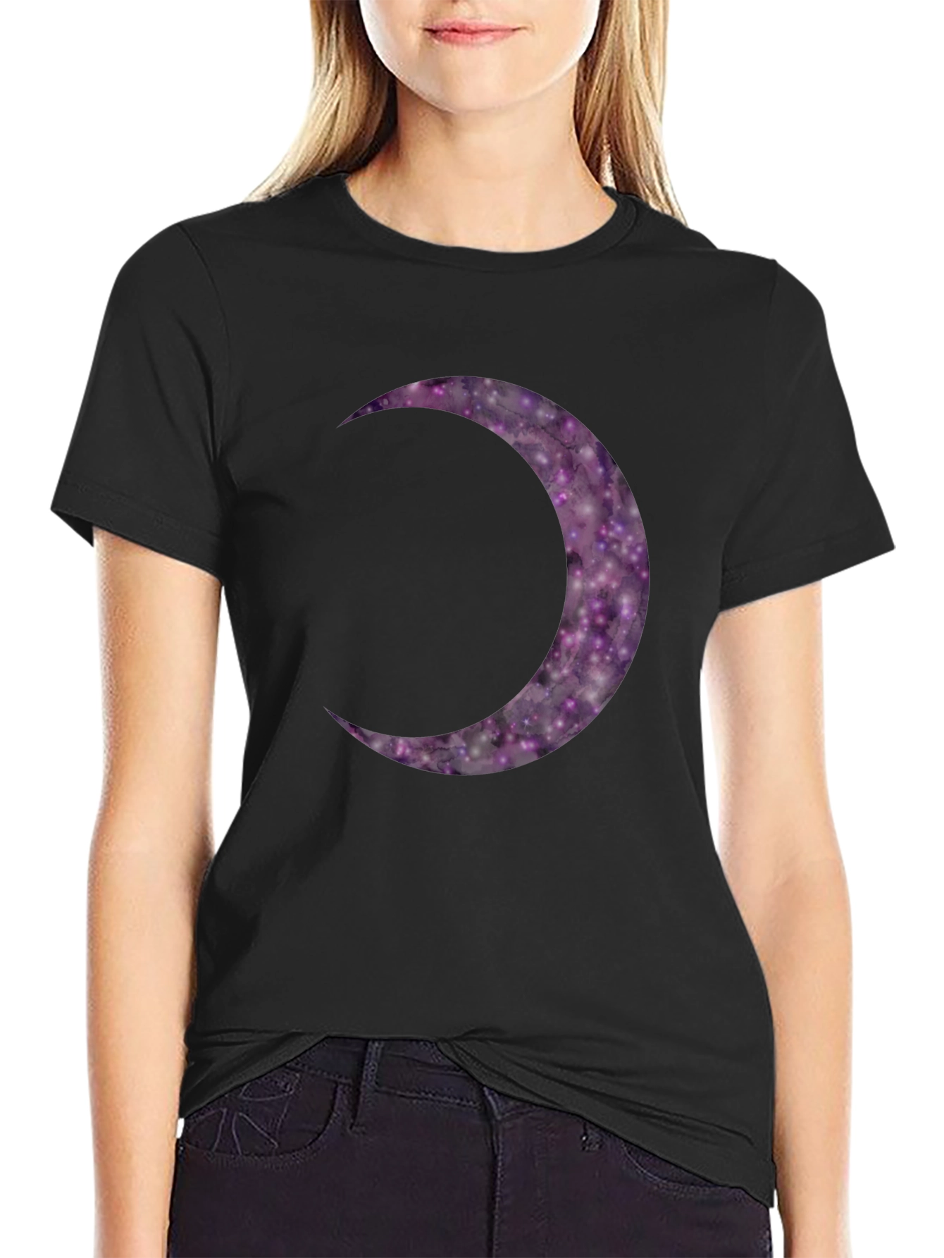 Cosmic Crescent Moon Graphic Tee