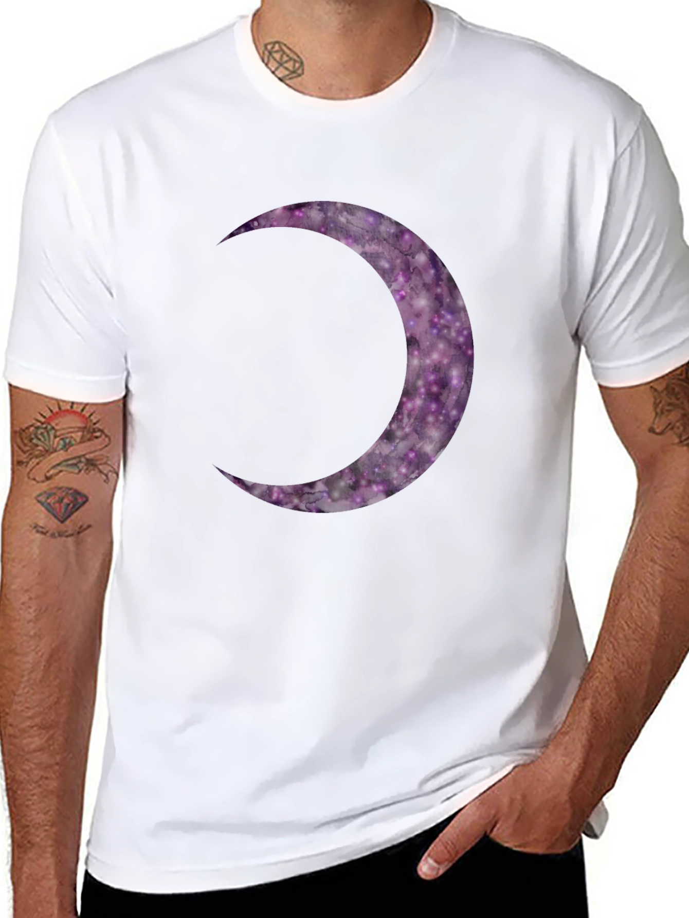 Cosmic Crescent Moon Graphic Tee